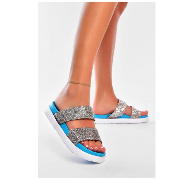 Шльопанці жіночі блакитного кольору 159370L