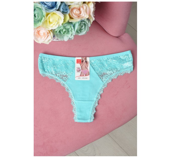 Стринги женские хлопковые с гипюровой вставкой 162800L