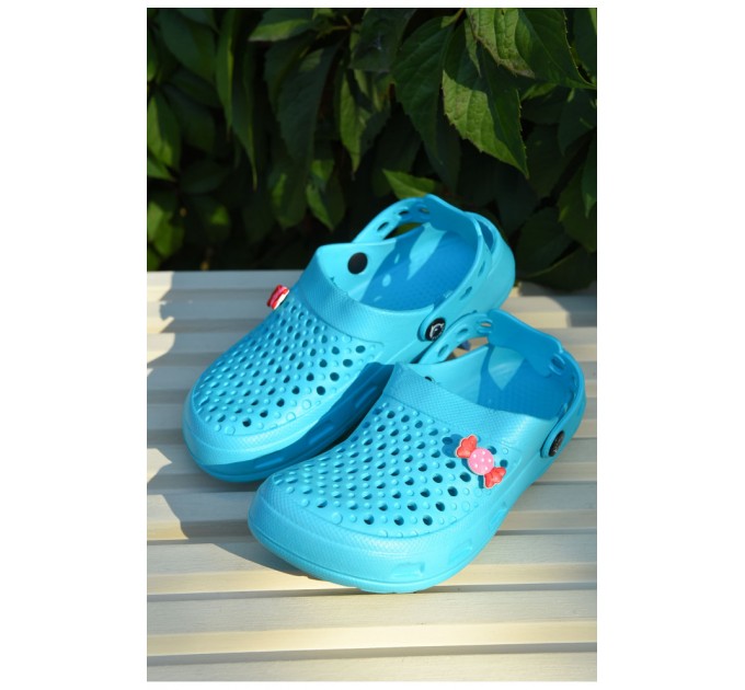 Крокси дитячі для дівчинки бірюзового кольору 165371L