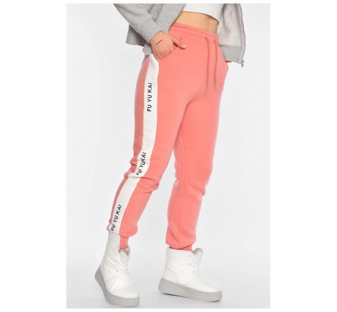 Спортивні штани жіночі на флісі темно-рожевого кольору 168422L