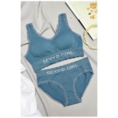 Комплект жіночий синього кольору чашка В 169438L