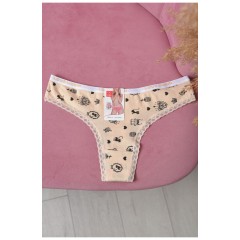 Стрінги жіночі з принтом бежевого кольору 169683L Стрінги жіночі з принтом бежевого кольору 169683L