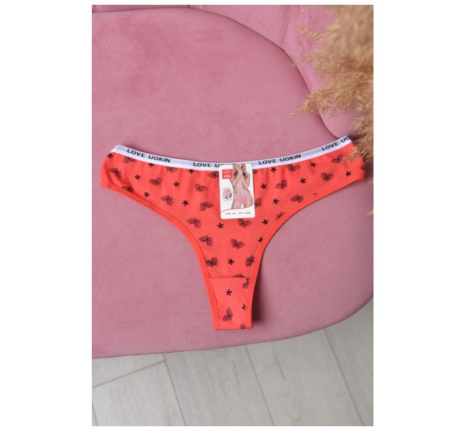 Стрінги жіночі з принтом коралового кольору 169735L