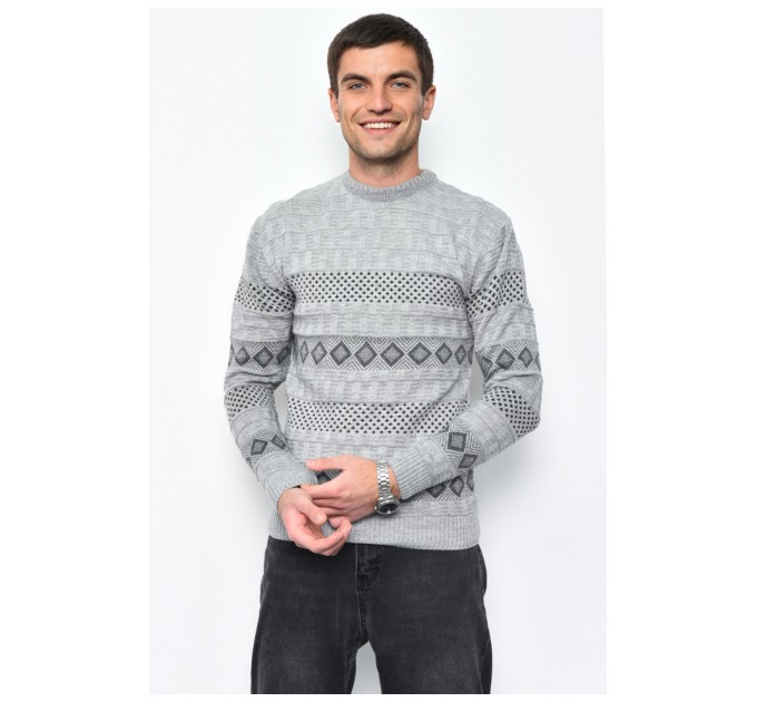 Светр чоловічий сірого кольору акриловий 169919L
