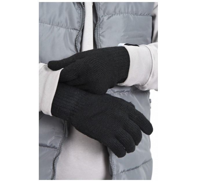 Рукавички чоловічі акрилові з начосом чорного кольору 170939L