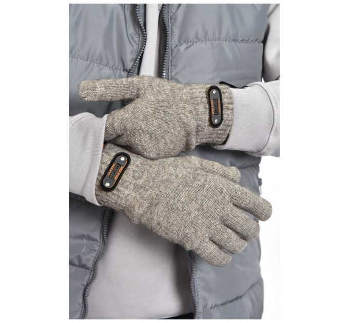 Рукавички чоловічі акрилові з начосом коричневого кольору 170947L