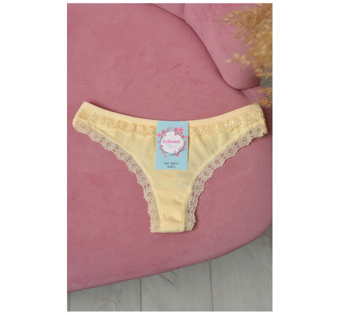 Стринги женские однотонные желтого цвета 171389L