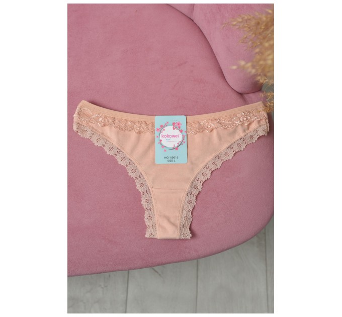 Стрінги жіночі однотонні бежевого кольору 171392L