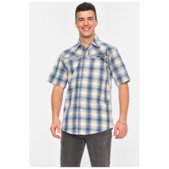 Сорочка чоловіча напівбатальна в клітинку блакитного кольору 172014L