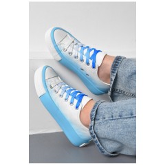 Кеди жіночі блакитного кольору на шнурівці текстиль 172435L