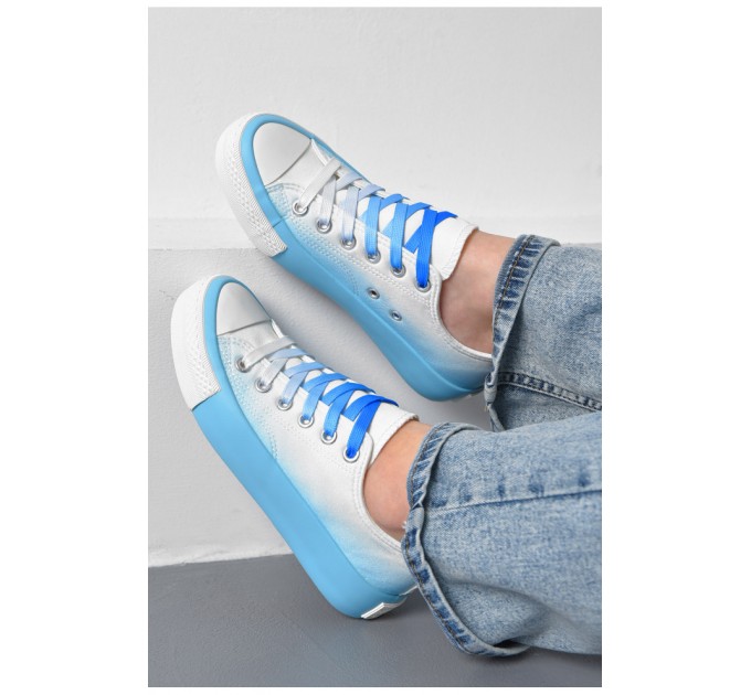 Кеды женские голубого цвета на шнуровке 172435L