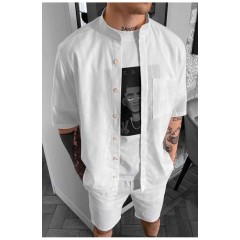 Костюм чоловічий напівбатальний двійка білого кольору 172782L