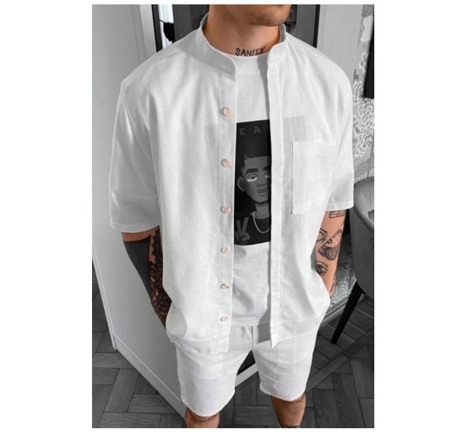 Костюм чоловічий напівбатальний двійка білого кольору 172782L