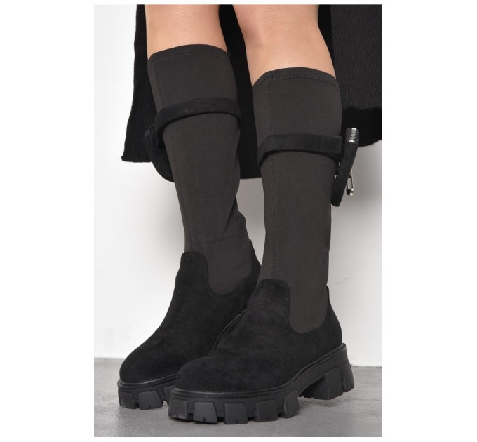 Чоботи жіночі демісезонні чорного кольору 174776L
