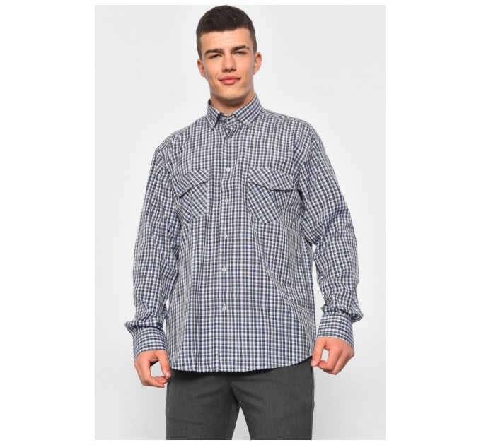 Сорочка чоловіча сірого кольору в клітинку 174860L