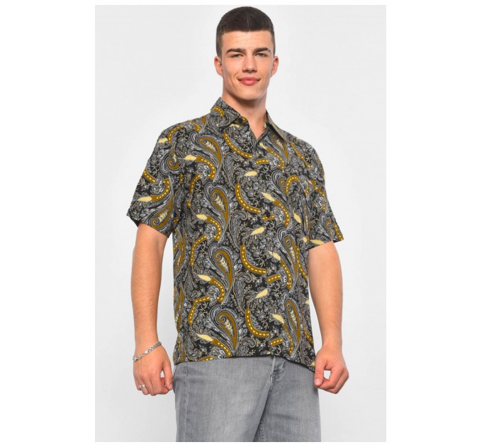 Мужская рубашка полубатальная черного цвета 175065L