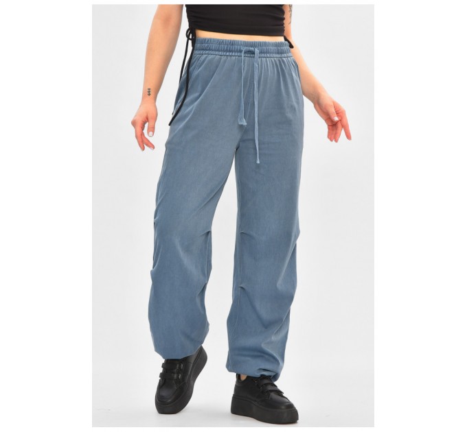 Брюки женские полубатальные бирюзового цвета 175981L