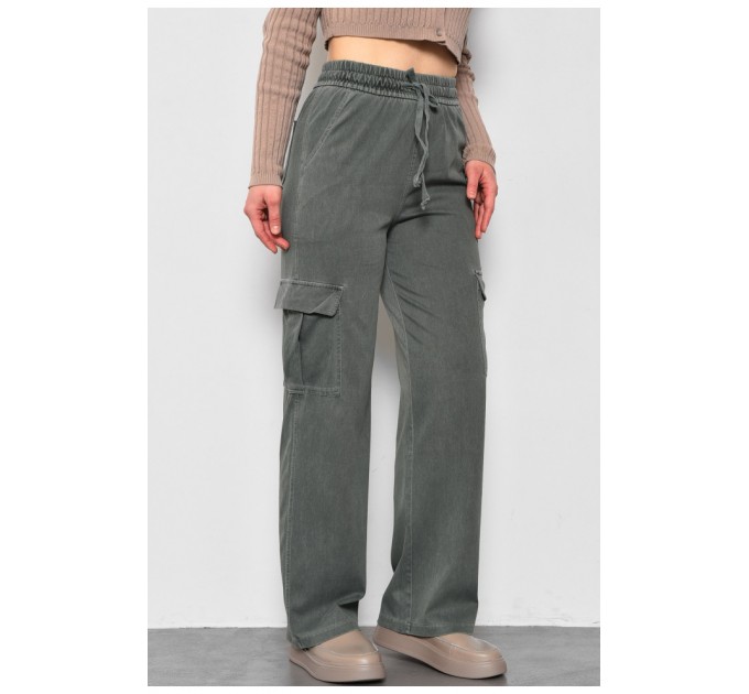 Штани жіночі напівбатальні зеленого кольору 176000L