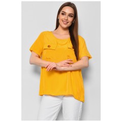 Блуза жіноча з коротким рукавом  гірчичного кольору 176171L