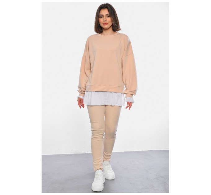 Спортивний костюм жіночий бежевого кольору 176994L