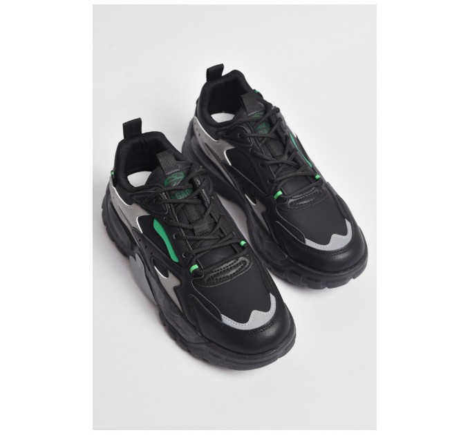 Кросівки чоловічі чорного кольору на шнурівці 177192L