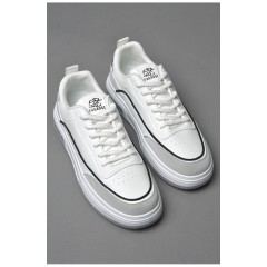 Кросівки чоловічі біло-сірого кольору на шнурівці 177216L