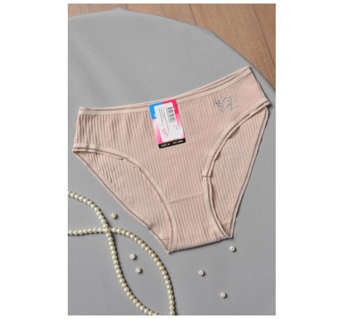 Труси жіночі у рубчик бежевого кольору 177945L