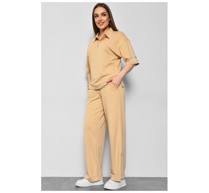 Спортивний костюм жіночий бежевого кольору 178351L