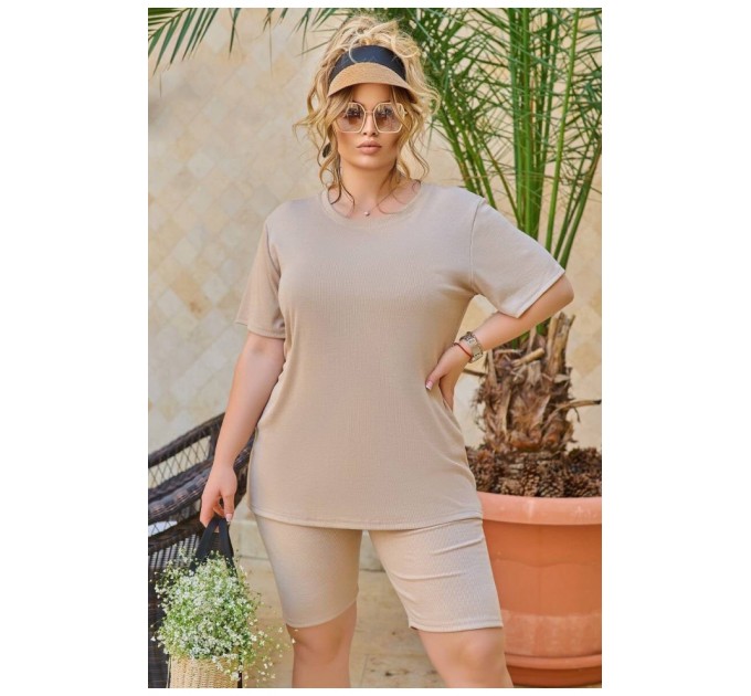 Спортивний костюм жіночий бежевого кольору 179083L