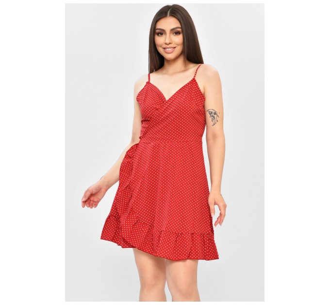 Сарафан жіночий з принтом на запах червоного кольору 179662L