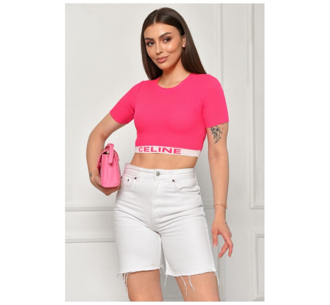 Женская футболка в рубчик малинового цвета 180006L