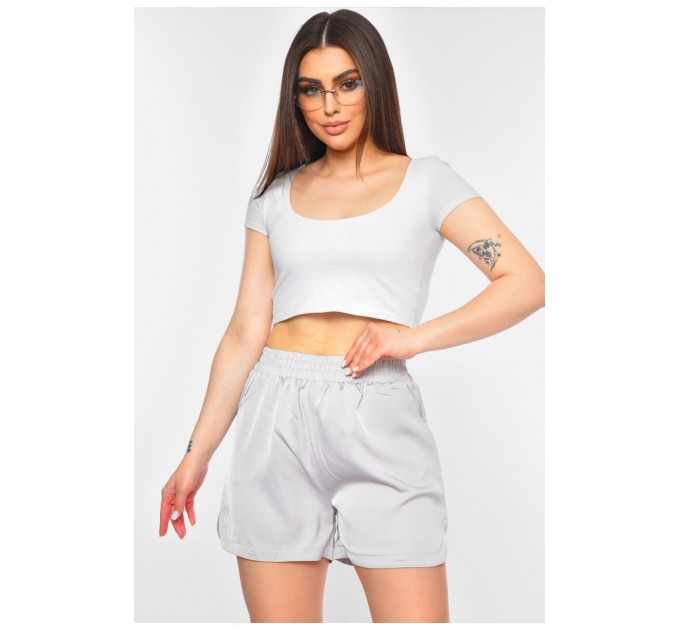Шорты женские атласные серого цвета 180559L