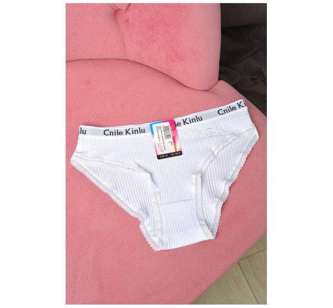 Трусы женские в рубчик белого цвета 180906L