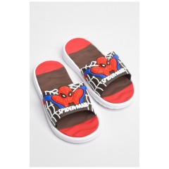 Шльопанці дитячі для хлопчика коричневого кольору з людиною-павуком 181121L