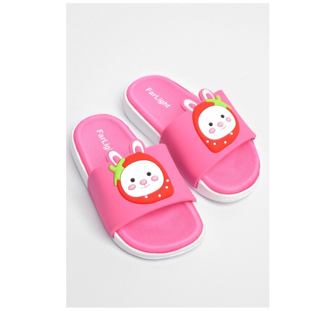 Шльопанці дитячі рожевого кольору з малюнком 181208L