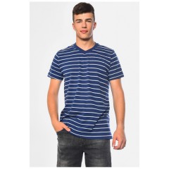 Футболка чоловіча в смужку темно-синього кольору 181654L