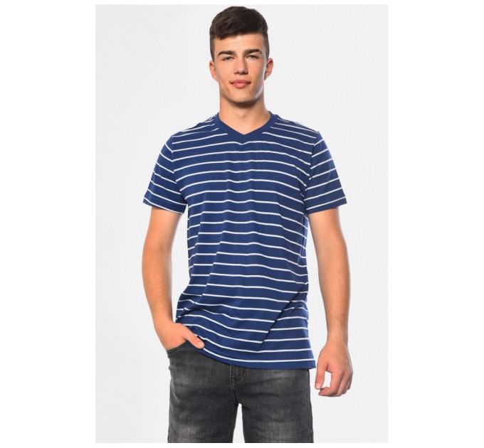 Футболка чоловіча в смужку темно-синього кольору 181654L