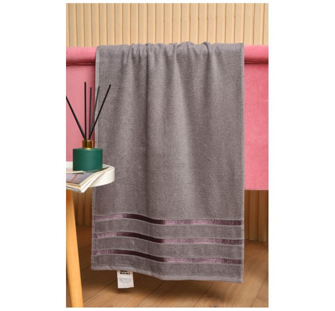 Рушник для обличчя махровий сірого кольору 181804L