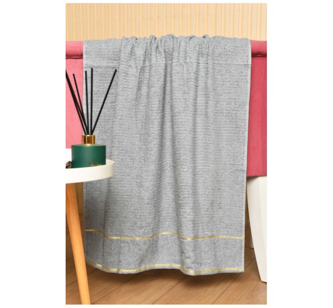 Рушник банний махровий сірого кольору 181820L