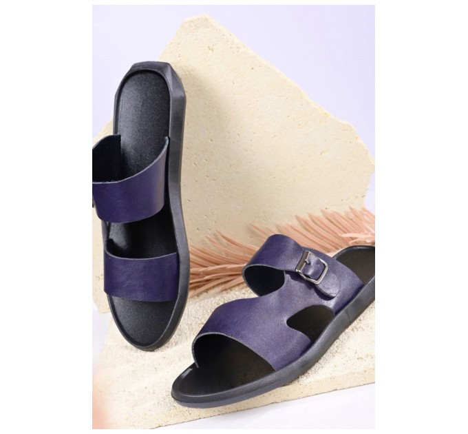 Шлепанцы мужские темно-синего цвета 181906L