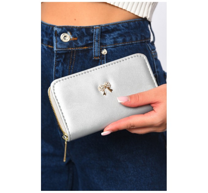 Гаманець жіночий з екошкіри срiблястого кольору 182651L