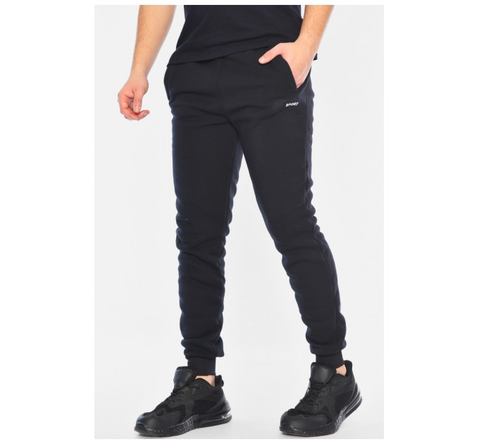 Спортивні штани чоловічі на флісі темно-синього кольору 183051L