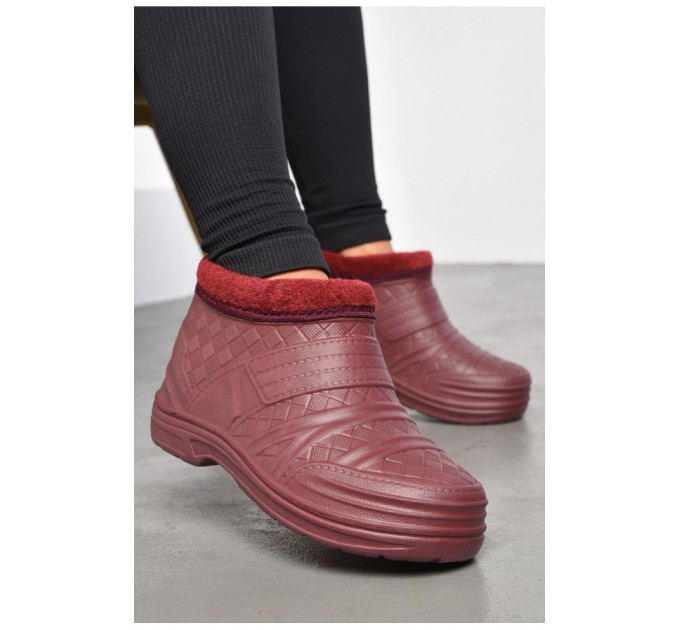 Калоші жіночі на хутрі бордового кольору 183937L