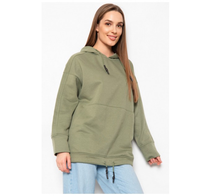 Худі жіноче на флісі кольору хакі 184550L