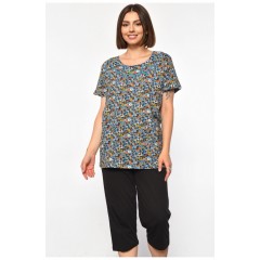 Костюм домашній жіночий напівбатальний бірюзового кольору з принтом 185691L