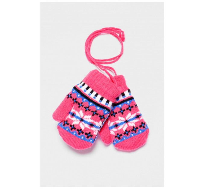 Перчатки детские утепленные розового цвета с рисунком 186505L.