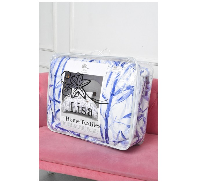 Комплект постільної білизни з ковдрою блакитного кольору півторка 186526L