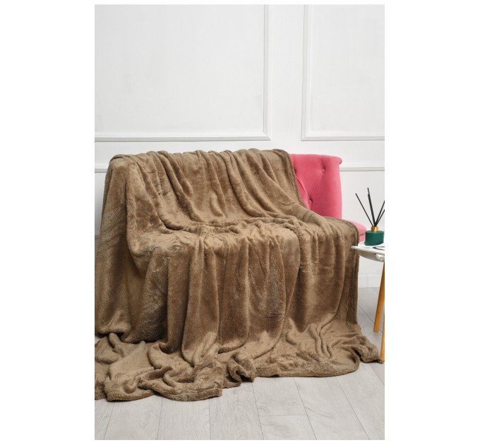 Плед однотонний коричневого кольору розмір 220*240 186571L