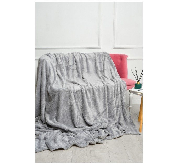 Плед однотонный светло-серого цвета размер 220*240 186588L