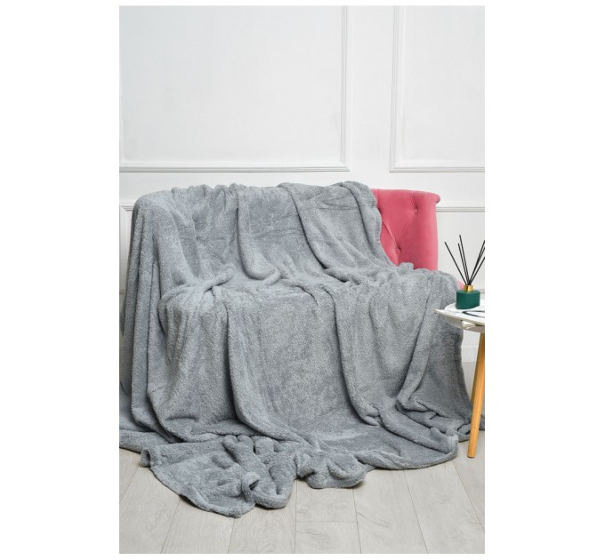 Плед однотонный темно-серого размера 220*240 186591L